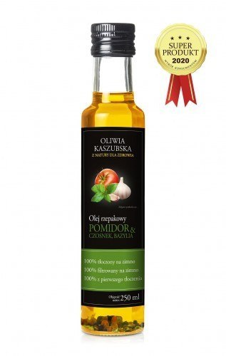 Olej rzepakowy tłoczony na zimno bazylia pomidor czosnek 250ml